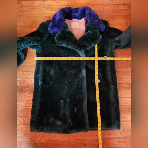 PINKO Stendino Colorblock Faux Fur Double Breasted Coat - Picture 9 of 12